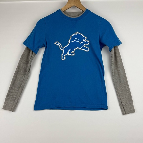 NFL Detroit Lions | Boys M 10/12 Blue Long Sleeve Layered Tee - Picture 1 of 6